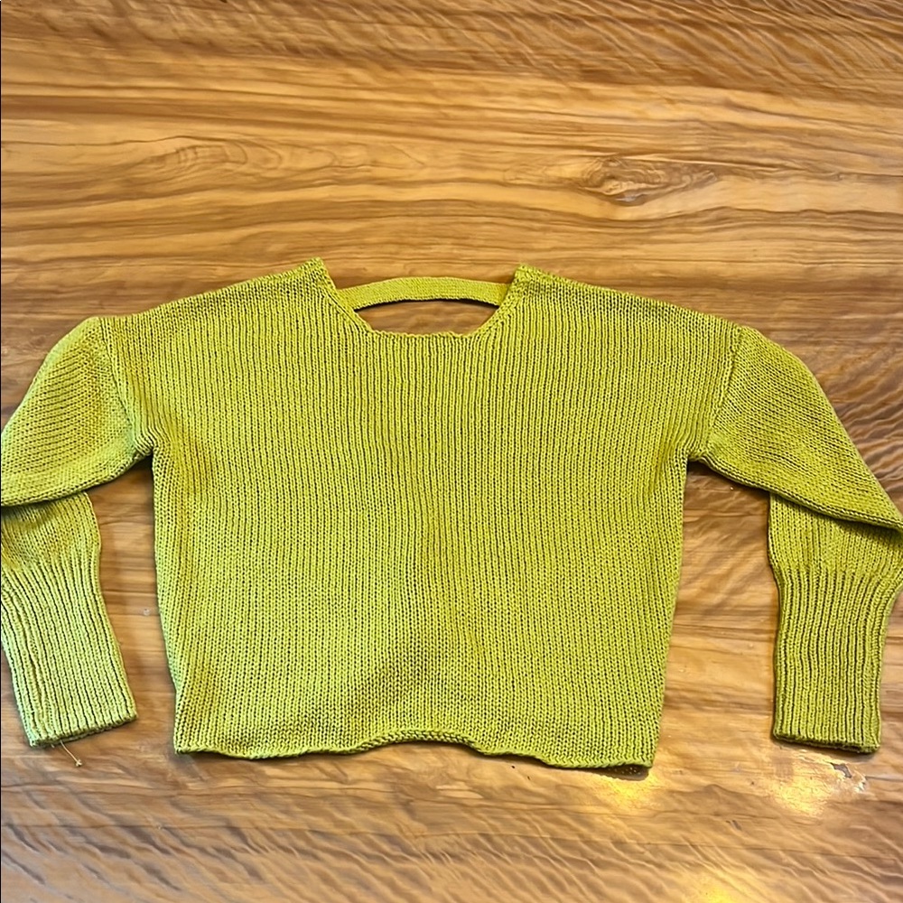Francesca's Collections Green Ribbed Sweater